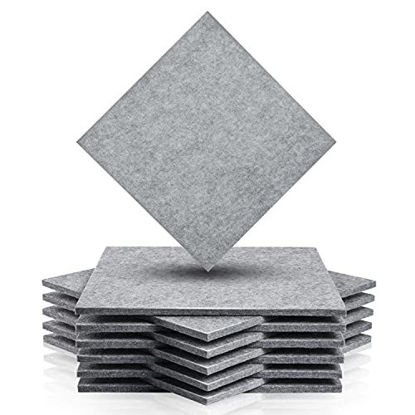 Picture of 12 Pack Set Acoustic Absorption Panel, 12 X 12 X 0.4 Inches Grey Acoustic Soundproofing Insulation Panel Tiles, Acoustic Treatment Used in Home & Offices