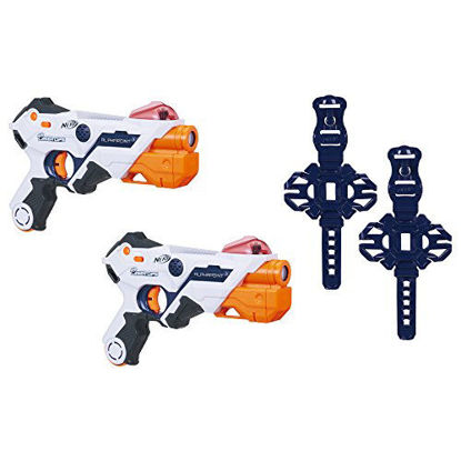 Picture of AlphaPoint Nerf Laser Ops Pro Toy Blasters - Includes 2 Blasters & 2 Armbands - Light & Sound FX - Health & Ammo Indicators - for Kids, Teens & Adults