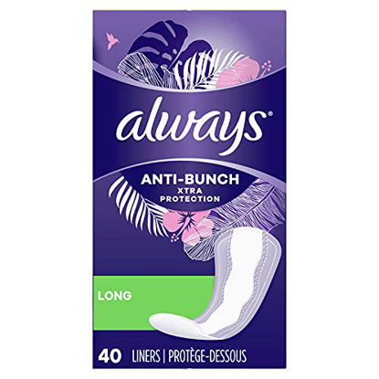 Picture of Always Anti-Bunch Xtra Protection Daily Liners Long Unscented, Anti Bunch Helps You Feel Comfortable, 40 Count