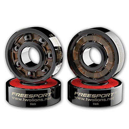 Picture of TwoLions High Rev 608RS Hybrid Black Ceramic Bearings for Inline Skate or Skateboard or Scooter (Pack of 8)