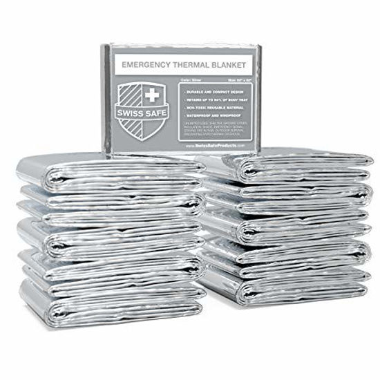 GetUSCart Swiss Safe Emergency Mylar Thermal Blankets, Designed for