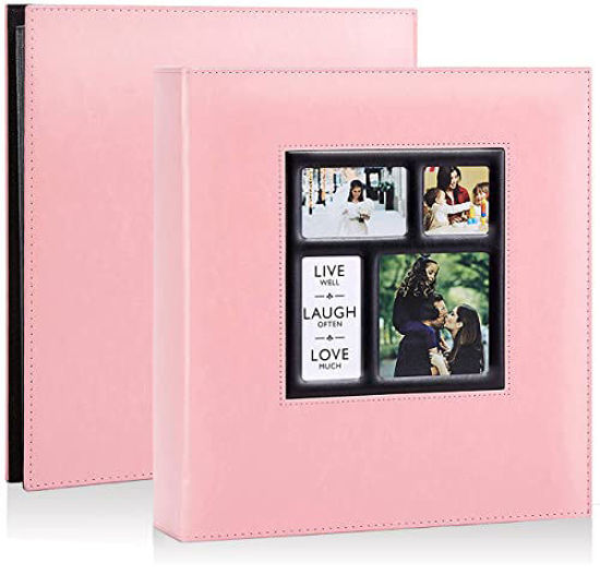 Picture of Artmag Photo Picutre Album 4x6 1000 Photos, Extra Large Capacity Leather Cover Wedding Family Photo Albums Holds 1000 Horizontal and Vertical 4x6 Photos with Black Pages (Pink)