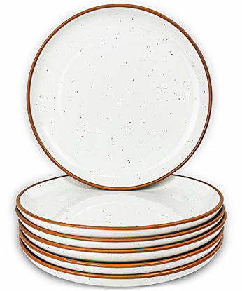 Picture of Mora Ceramic Plates Set, 7.8 in - Set of 6 - The Dessert, Salad, Appetizer, Small Dinner etc Plate. Microwave, Oven, and Dishwasher Safe, Scratch Resistant. Kitchen Porcelain Dish - Vanilla White