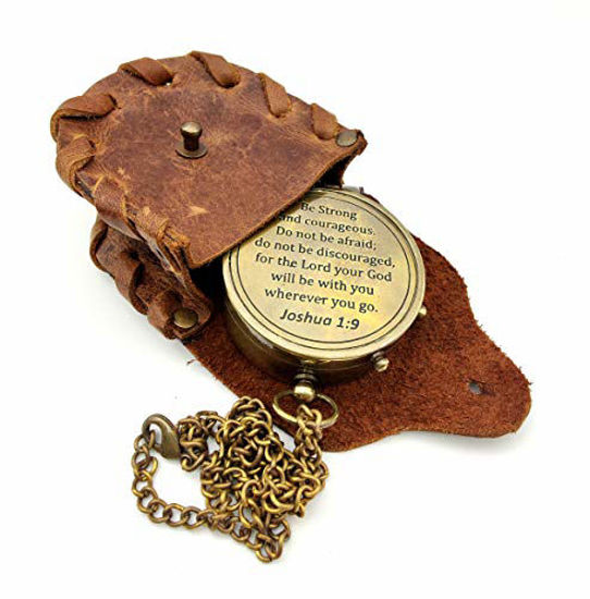 Picture of OCEAN REPLICAS Be Strong and Courageous Engraved Compass, Best Easter, Birthday Gifts, Graduation Gifts, Wedding Gifts, Joshua 1:9