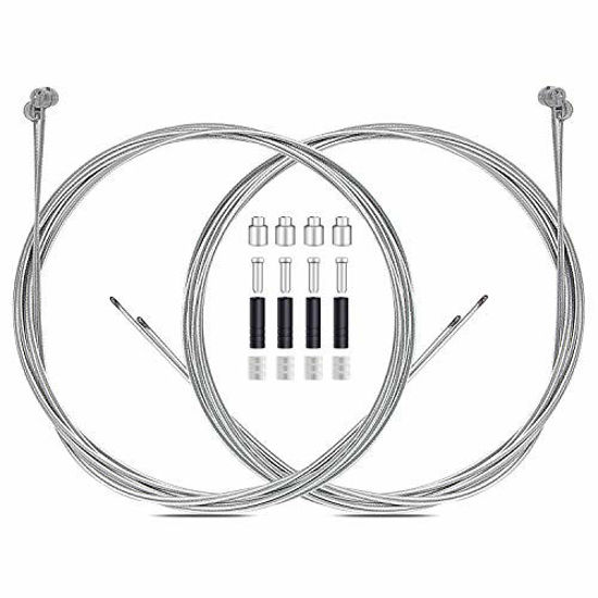 Picture of 4PCS Premium Bike Brake Cable Set,Universal Standard Bicycle Brake Cable, Professional Bicycle Brake line For Front and Rear Mountain MTB or Road Bikes,include Free Cable Cap End Crimps accessories 2M