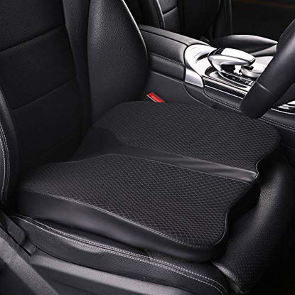 Unique Bargains Car Auto Seat Back Lumbar Rest Pillow Memory Foam  Heightening Seat Cushion Beige