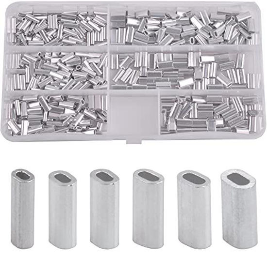 GetUSCart- AGOOL Aluminum Single Barrel Crimp Sleeves Kit Aluminum Crimping  Loop Sleeve Assortment Kit for Wire Rope and Cable Fishing Line Tube  Connectors for Leader Rigging Oval/Round