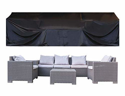 Picture of JOORY Large Patio Furniture Outdoor sectional Furniture Covers Waterproof Dust Proof Furniture Lounge Porch Winter Sofa Cover Protector D126x W63x H28 - Double Stitched Seam and Waterproof Strips