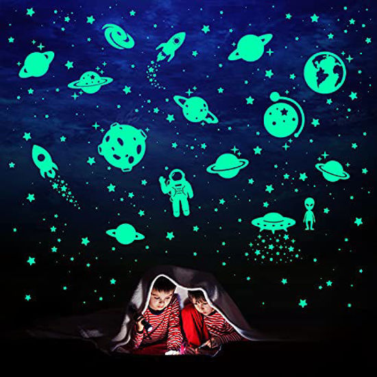 Picture of 260 PCS Glow in The Dark Stars, Glowing Stars for Ceiling, Star Wall Decals Solar System Space Galaxy Planets Wall Stickers for Kids, Girls Boys Room Decorations for Bedroom