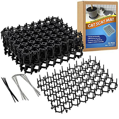 Picture of Ley's Scat Mat for Cats, Cat Deterrent Mat with Spikes for Indoor/Outdoor, Pet Repellent Mats, Dog Network Digging Stopper Prickle Strip, 12 Pack/Set
