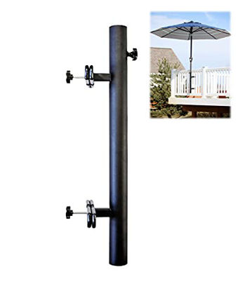 Picture of Patio Umbrella Holder | Outdoor Umbrella Base and Mount | Attaches to Railing Maximizing Patio Space and Shade (Black)