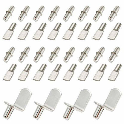 Picture of MANSHU 60 Pieces Shelf Bracket Pegs Stainless Steel Shelf Pins Support, Nickel Plated Shelf Pins, 3 Styles