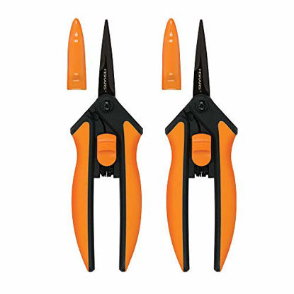Picture of Fiskars 399241-1002 Micro-Tip Pruning Snips, Non-Stick Blades, 2 Count, Orange