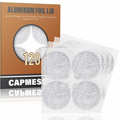 Picture of CAPMESSO Espresso Foils -Coffee Pod Seal Lids to Reusable Nespresso Capsules Refillable Pods Compatible with Nespresso Original Line Machines120PCS/Package