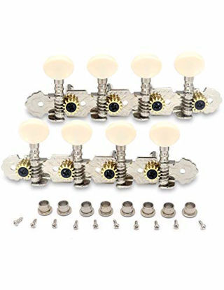 Picture of Metallor Guitar Machine Heads Tuning Pegs Tuning Keys for Mandolin Banjo and 8 String Guitars Instruments Double Hole Chrome Plating 4L 4R.