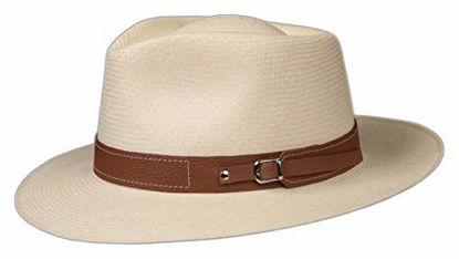 Picture of 1" Embossed Patterned Leather Panama Hat Band (Brown Stitch Piel)