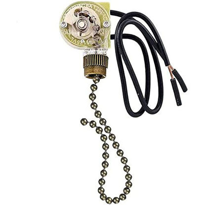 Picture of ZE-109 On-Off Speed Control Ceiling Fan Switch, Pull Chain Switch Compatible with Hunter Ceiling Fan Light, Lamps (Bronze Pull Chain)