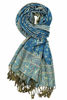 Picture of Achillea Soft Silky Reversible Paisley Pashmina Shawl Wrap Scarf w/Fringes 80" x 28" (Teal 2)