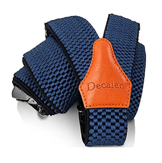 Picture of Decalen Mens Suspenders with Very Strong Clips Heavy Duty One Size Fits All Big and Tall Wide Adjustable and Elastic Braces Y Back Shape (Blue I)