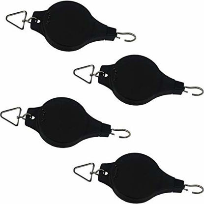 Picture of Ogrmar Plant Pulley Retractable Pulley Plant Hanger Hanging Flower Basket Hook Hanger for Garden Baskets Pots and Birds Feeder in Different Height Lower and Raise Pack of 4 (Black x4)