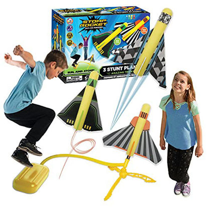Picture of The Original Stomp Rocket Stunt Planes Launcher - 3 Foam Planes and Toy Air Rocket Launcher - Outdoor Rocket STEM Gifts for Boys and Girls - Ages 5 (6, 7, 8) and Up - Great for Outdoor Play