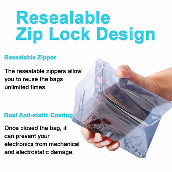GetUSCart 50Pcs Premium Antistatic Resealable Bag, Anti Static Bag for