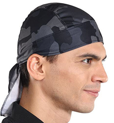 Picture of Cooling Helmet Liner - Do Rag Skull Cap for Men - Head Scarf, Bandana, Head Wrap, Beanie for Motorcycle, Cycling, Sports