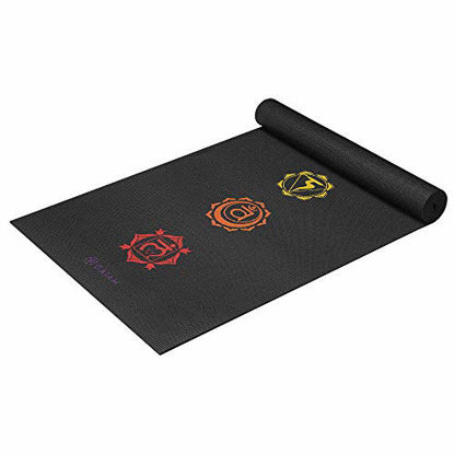 Picture of Gaiam Yoga Mat Premium Print Extra Thick Non Slip Exercise & Fitness Mat for All Types of Yoga, Pilates & Floor Workouts, Black Chakra, 6mm