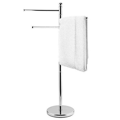 Picture of MyGift 40-Inch Freestanding Metal Bathroom Towel/Kitchen Towel Rack Stand with 3 Swivel Arms