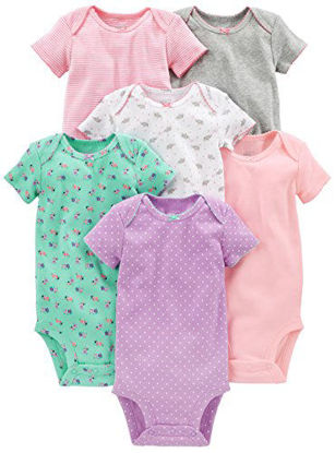 Picture of Simple Joys by Carter's Baby Girls 6-Pack Short-Sleeve Bodysuit, Pink/Grey/Mint, 0-3 Months