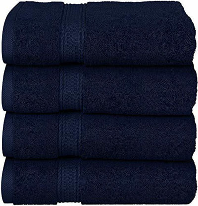 Picture of Utopia Towels - Bath Towels Set, Navy - Premium 600 GSM 100% Ring Spun Cotton - Quick Dry, Highly Absorbent, Soft Feel Towels, Perfect for Daily Use (4-Pack)