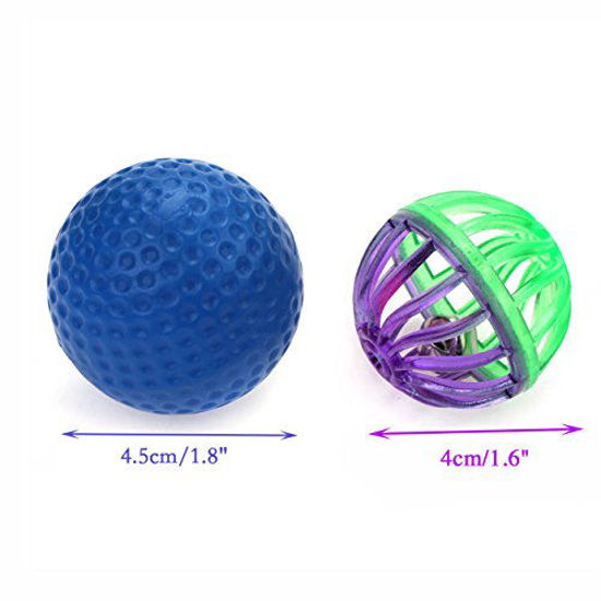 GetUSCart Chiwava 48 Pack Plastic Noisy Cat Toy Balls with Bell Kitten