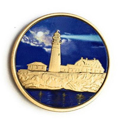 Picture of RecoveryChip Fog Light Prayer Color Lighthouse Bronze Step 12 Spiritual Medallion Pocket Token