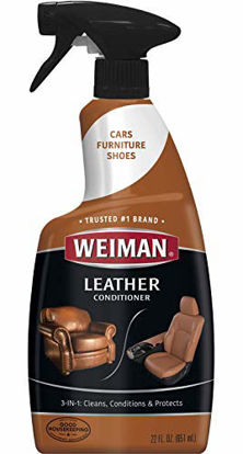 Picture of Weiman Leather Cleaner and Conditioner for Furniture - 22 Ounce - Cleans Conditions and Restores Leather Surfaces - UV Protectants Help Prevent Cracking or Fading of Leather Car Seats, Shoes, Purses
