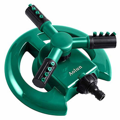 Picture of Aolun Garden Sprinkler-Automatic Lawn Water Sprinklers for Yard 360 Degree 3- Arm Rotating Sprinkler System