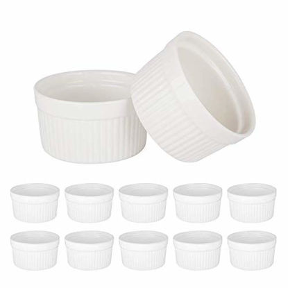 Picture of 6 Ounce Porcelain Souffle Dishes, Ramekins For baking, Creme Brulee Dishes, Ceramic Pudding Cup For Jams, Ice Cream and Desserts, Pure White, Set of 12