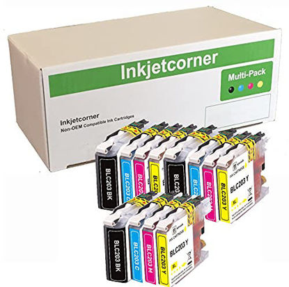 Picture of Inkjetcorner Compatible Ink Cartridges Replacement for LC-203 LC203 XL for use with MFC-J460DW MFC-J480DW MFC-J485DW MFC-J680DW MFC-J880DW MFC-J885DW (3 Black 3 Cyan 3 Magenta 3 Yellow, 12-Pack)