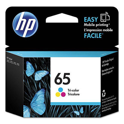 Picture of Original HP 65 Tri-color Ink Cartridge | Works with HP AMP 100 Series, HP DeskJet 2600, 3700 Series, HP ENVY 5000 Series | Eligible for Instant Ink | N9K01AN, 1-Pack