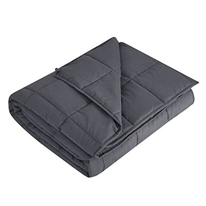 Picture of Weighted Blanket (Dark Grey  40''x60'' - 7 lbs) Cooling Breathable Heavy Blanket Microfiber Material with Glass Beads Small Blanket for Kids All-Season Summer Fall Winter Soft Thick Comfort Blanket