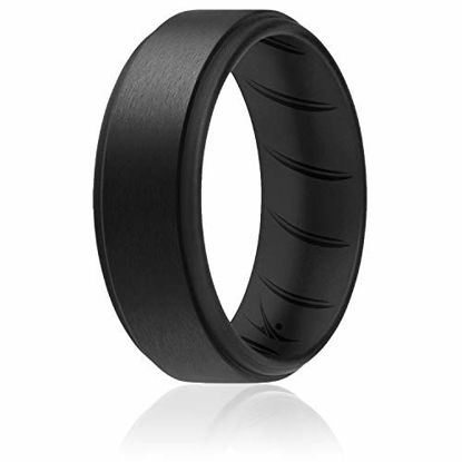 Step Edge ROQ Silicone Rings for Men 1/4/6 Multipack of Breathable Mens Silicone Rubber Wedding Rings Bands 