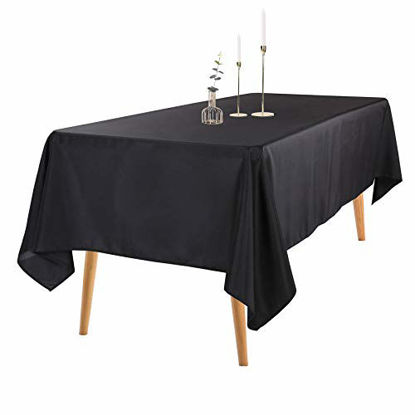 Picture of 2pack 60x102 Inch Black Rectangular Tablecloth in Polyester Fabric for Wedding/Banquet/Restaurant/Parties
