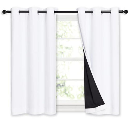 Picture of NICETOWN Bedroom Full Blackout Curtain Panels  Great Job for Blocking Light  Complete Blackout Draperies with Black Liner for Night Shift (Beige  Set of 2  52 by 54-inch)