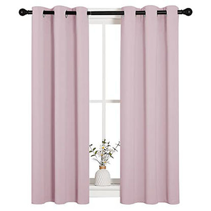 Picture of NICETOWN Burgundy Blackout Curtains Grommet - Home Decorations Thermal Insulated Solid Grommet Top Blackout Living Room Panels/Drapes for Gift (1 Pair  55 x 86 inches  Red)