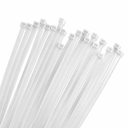 Picture of 24 Inch Zip Cable Ties (50 Pack)  175lbs Tensile Strength - Heavy Duty White  Self-Locking Premium Nylon Cable Wire Ties for Indoor and Outdoor by Bolt Dropper