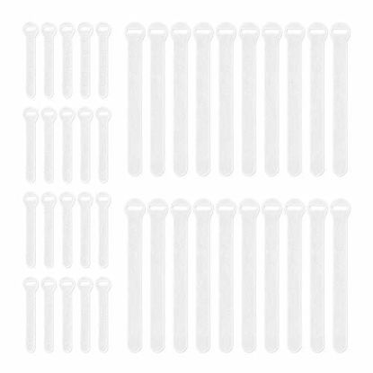 Picture of Self-Gripping Cable Ties by Wrap-It Storage  White  40 Pack (4 Inch and 8 Inch Straps) â€“ Reusable Hook and Loop Cord Organizer Cable Ties for Cord Management and Desk or Office Organization