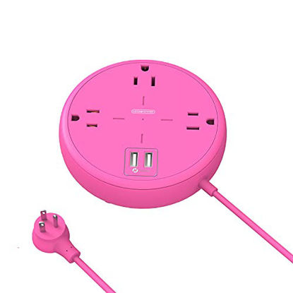 Picture of 10 ft Extension Cord  NTONPOWER 3 Widely Spaced Flat Plug Power Strip with USB  Wall Mountable  Compact Size for Home  Office  Dorm Essentials