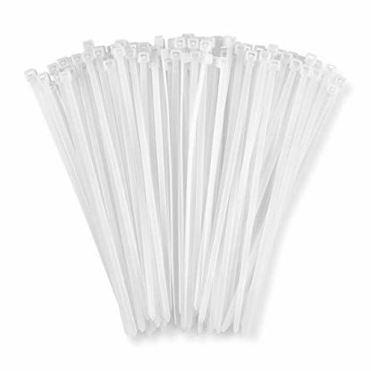 Picture of 8" White Zip Cable Ties (1000 Pack)  40lbs Tensile Strength - Heavy Duty  Self-Locking Premium Nylon Cable Wire Ties for Indoor and Outdoor by Bolt Dropper