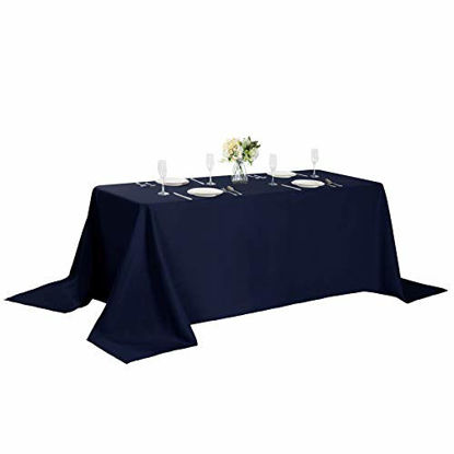Picture of Rectangle Tablecloth 90x132 inch Washable Polyester Fabric Table Cloth for Wedding Party Dining Banquet Decorationï¼ˆ90x132  Navyï¼‰