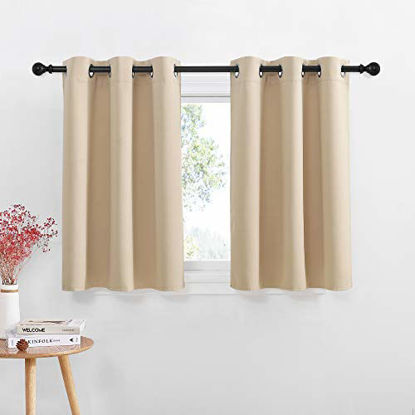 Picture of NICETOWN Draperies Curtains Panels  Blocking Out 50% Sunlight Window Treatment Curtains  Grommet Top Small Window Drapes for Bedroom (2 Panels  70 by 95  White)