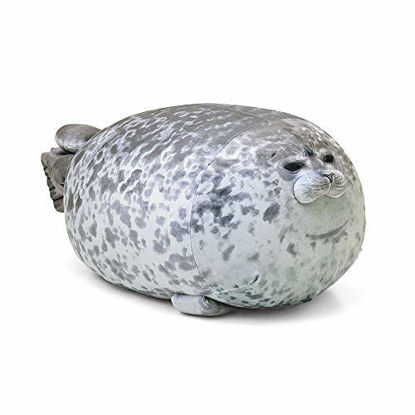 Picture of Rainlin Chubby Seal Pillow Smile Style Plush Stuffed Animal Pet Toy Soft Fat Seal Pillow (B-Gray  Mediem(17.6 in))